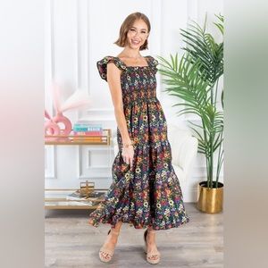 Rayna floral multi colored maxi dress by THML from Shop Avara .